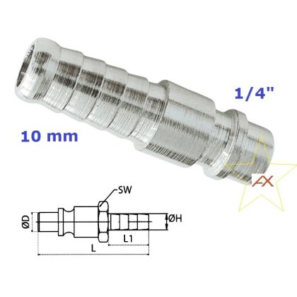 Rýchlospojka s výstupom na hadicu 1/4" 10 mm 