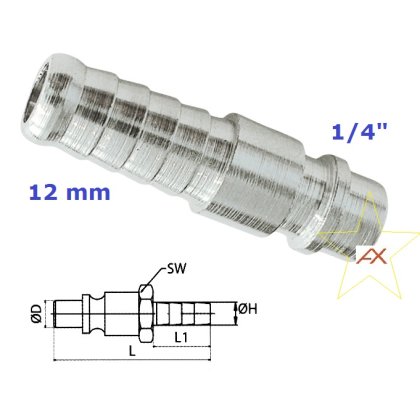 Rýchlospojka s výstupom na hadicu 1/4"  12 mm