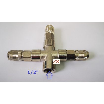 Pneumatický rozdeľovač trojcestný typu T 1/2" vnútorný závit ADLER