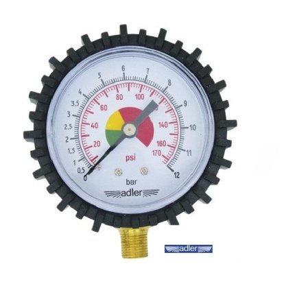 Manometer pre hustiče pneumatík 0-12 bar 63 mm bočný vstup M10x1 