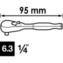 Račňa 1/4" extra krátka 95 mm, 72 zubov MINI  VIGOR