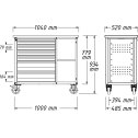 Dielenský mobilný pracovný stôl - 7 zásuviek 6/1  750 kg HAZET