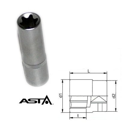 Nadstavec 3/8" TORX E4 CrV 63mm ASTA 