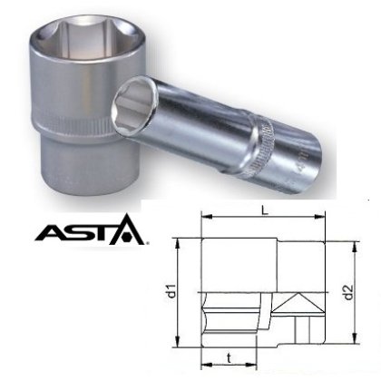 Nadstavec 1/2" 6-hranný 8mm CrV L38mm ASTA