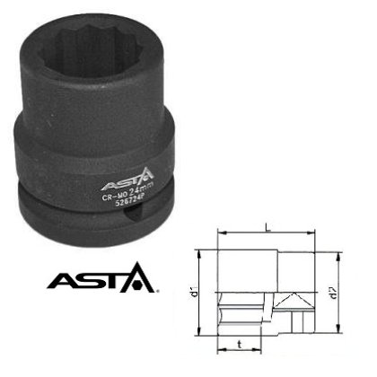 Nadstavec  3/4"  12-hranný rázový 35mm CrMo, L 57mm ASTA