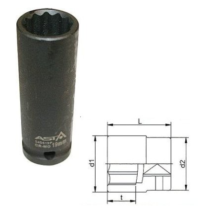 Nadstavec 1/2" 12-hranný rázový 24mm CrMo L78mm ASTA