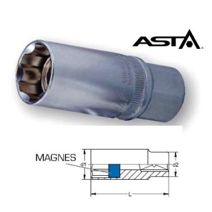 Nadstavec 1/2" 16mm na sviečky s magnetom ASTA