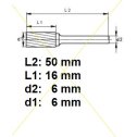 Rotačná fréza na tvrdé kovy 6x16 mm  L50mm  S6  ZYA-S0616  ASTA