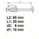 Rotačná stopková fréza na tvrdé kovy 10x20 mm  L50mm  S6  SPG1020  ASTA