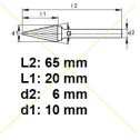 Rotačná fréza na tvrdé kovy 10x20 mm  L65mm  S6  SKM1020  ASTA