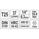 Nadstavec TORX T25 1/4" 37mm YATO