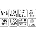 Nadstavec 1/2" XZN M16 L100mm  YATO