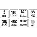 Nadstavec 1/2" HEX5  L100mm YATO