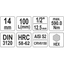 Nadstavec 1/2" HEX14  L100mm YATO