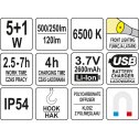 Lampa pracovná nabíjacia  LED COB 5W+1W  500 / 120 lm Li-Ion  YATO